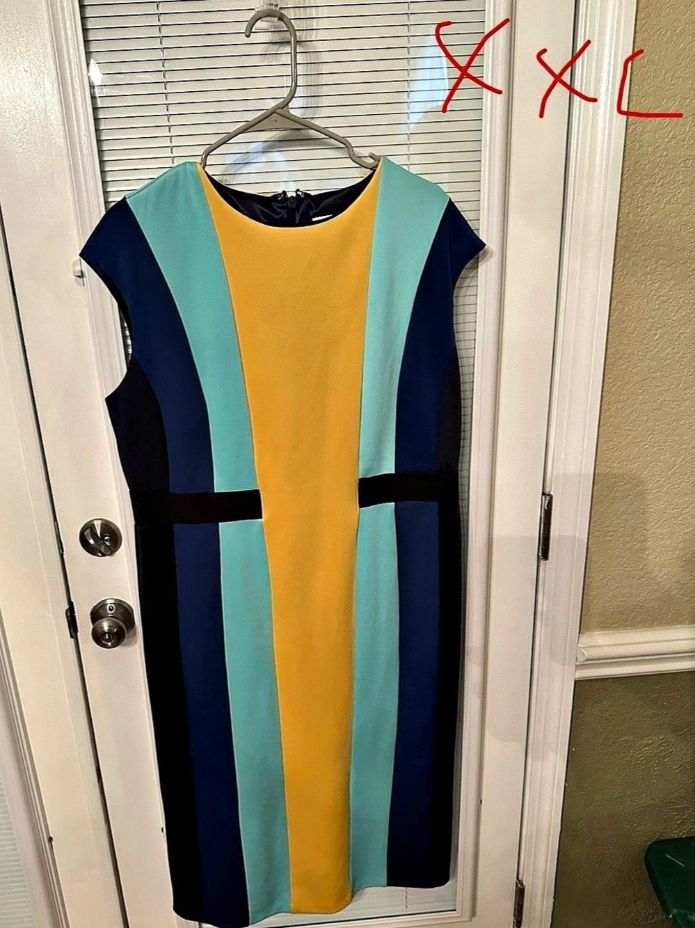 Color Block Maxi Dress in Blue & Yellow Like New